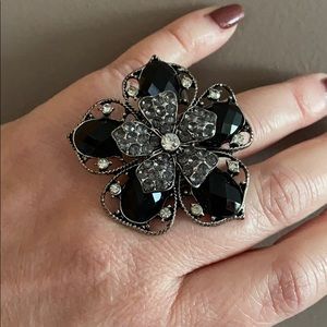 Black floral ring